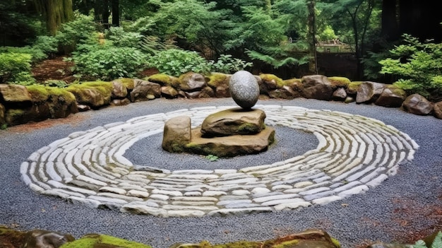 japoński_rock_garden_rock_garden_summer_yin_yang_symbol