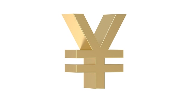 Japoński symbol waluty jen japoński w złotym 3d