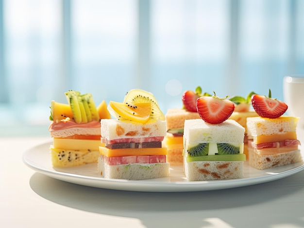 Japoński trend kanapka sando ze słodkimi owocami z dużą ilością owoców generatywnych ai