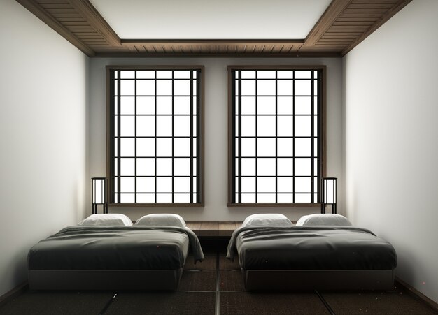Japoński wystrój pokoju hotelowego - sypialnia w japońskim stylu