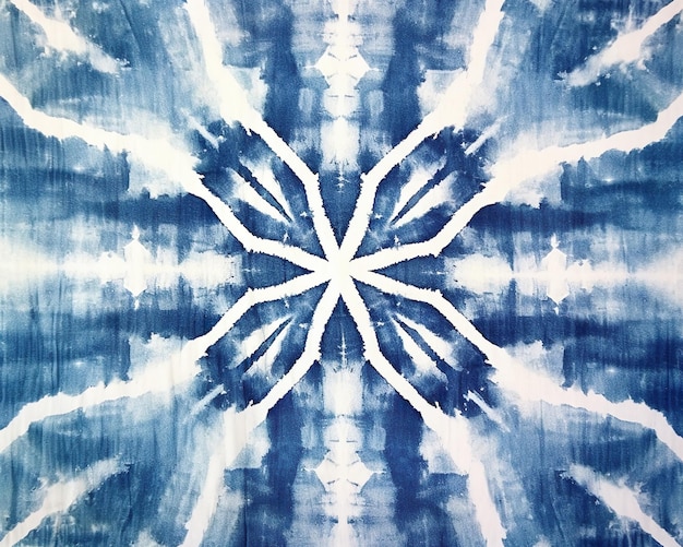 Zdjęcie japoński wzór shibori techniką tie dye na tkaninie w kolorze indygo generative ai