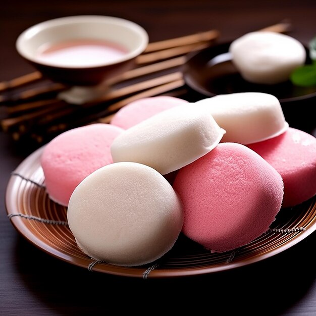Zdjęcie japońskie słodycze poddając się rozkoszy deseru mochi