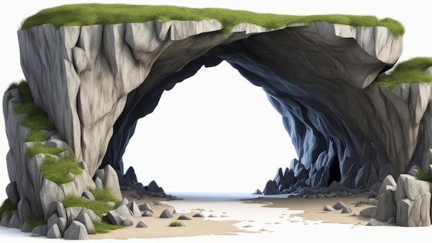 Jaskinia na izolowanym białym tle