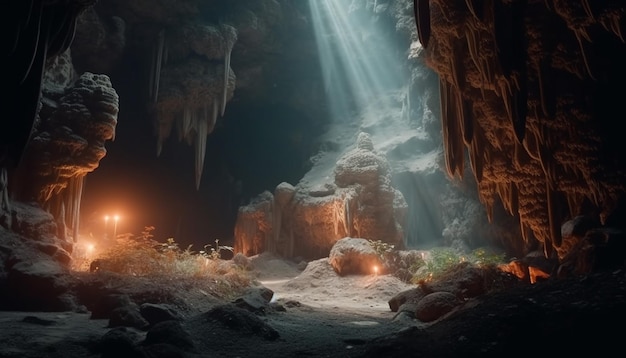 Jaskinia, przez którą przechodzi światło