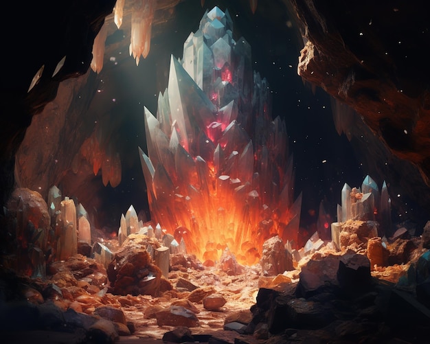 Jaskinia z dużą jaskinią i dużą formacją skalną