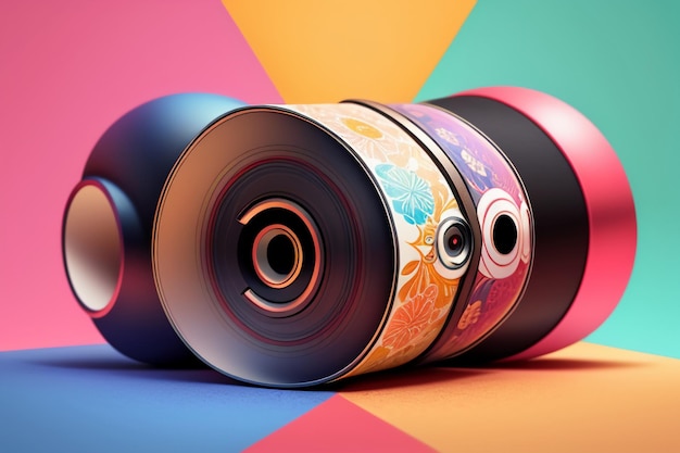 Zdjęcie jaskrawo kolorowe abstrakcyjne dzieło artystyczne tapety tła ilustracji piękny model 3d