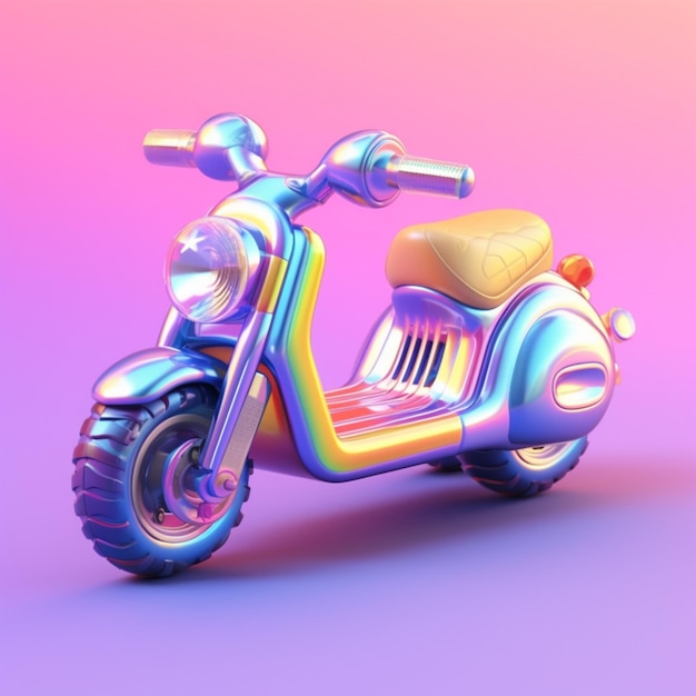 Jaskrawo kolorowy motocykl ze skórzanym siedzeniem na różowym tle generatywnej AI