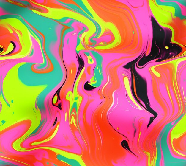 jaskrawo zabarwiona ciecz wylewająca się na powierzchnię kolorowej powierzchni generatywnej AI