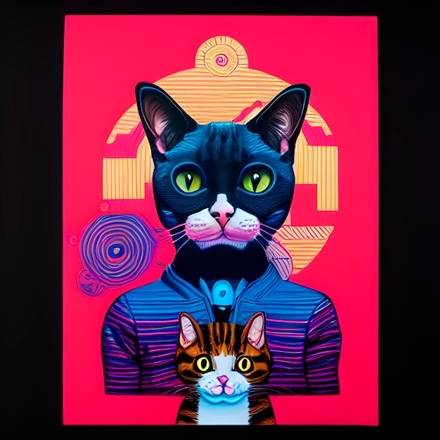 Jasna ilustracja kota. Portret kota. rasa kota, kotek, bezczelny pysk