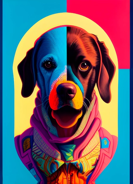 Jasna ilustracja psa. Portret psa. Labrador