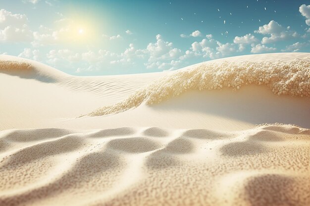 Jasna piaszczysta plaża słoneczne tło letnie tło ai generowane
