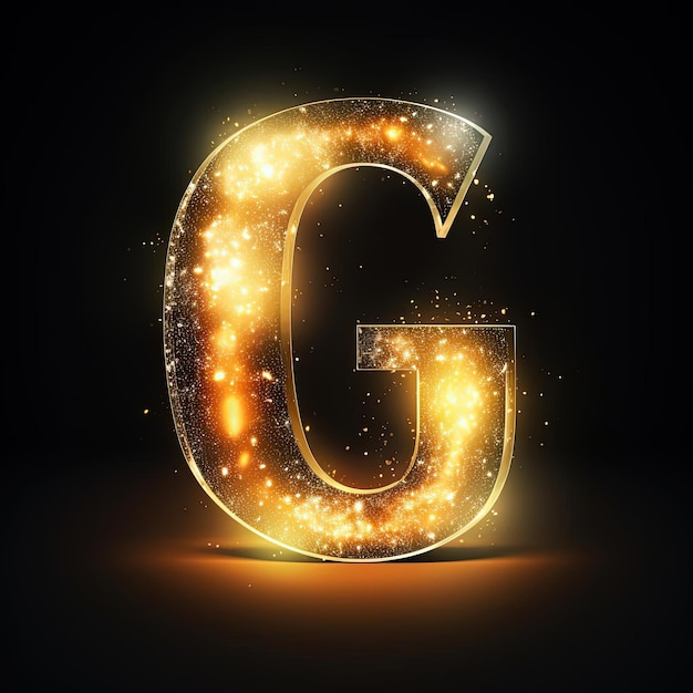 Zdjęcie jasna świecąca litera g z literą g na niej