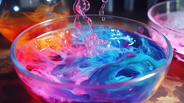 Zdjęcie jasne barwniki mieszające się w wodzie realistyczne 4k