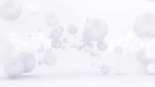 Jasne białe tło z balonami. ilustracja 3d, renderowanie 3d.