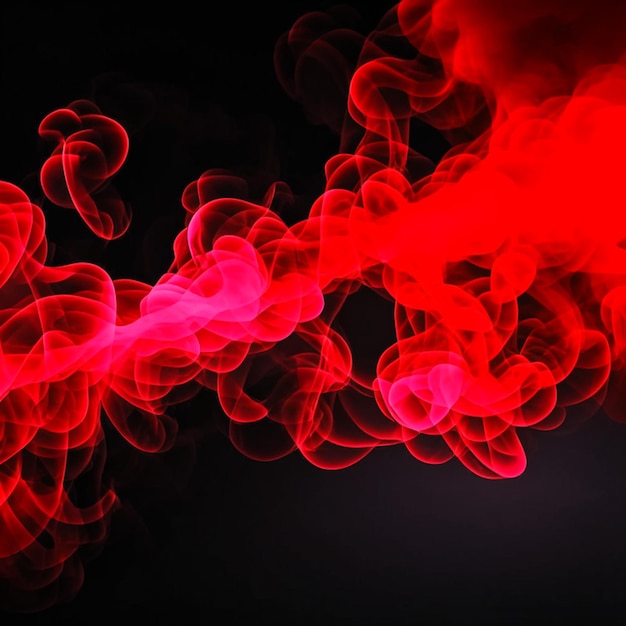 Zdjęcie jasne czerwone fale dymu na czarnym tle