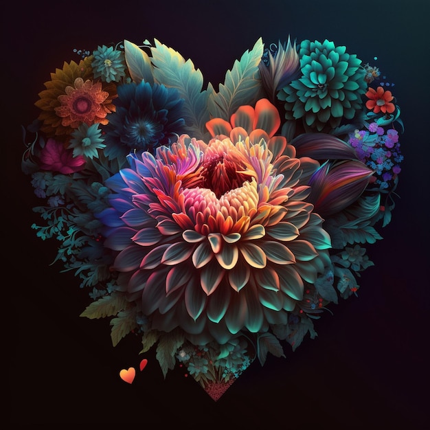 Jasne kwiaty w kształcie serca