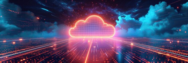 Jasne środowisko cyfrowe pokazujące generatywne komputery chmurowe Ai