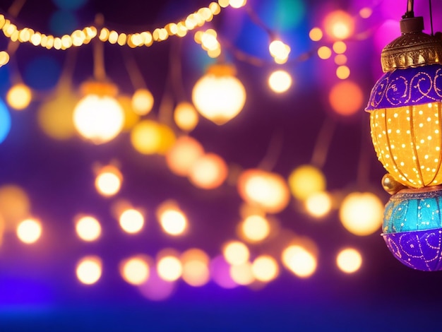 Jasne tło z oświetlonymi lampami olejowymi na święto Diwali