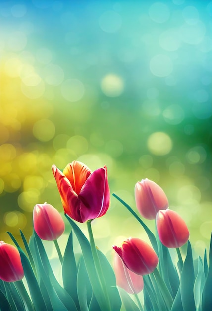 Jasne tulipany na kolorowe, piękne kolory tapety kwiaty