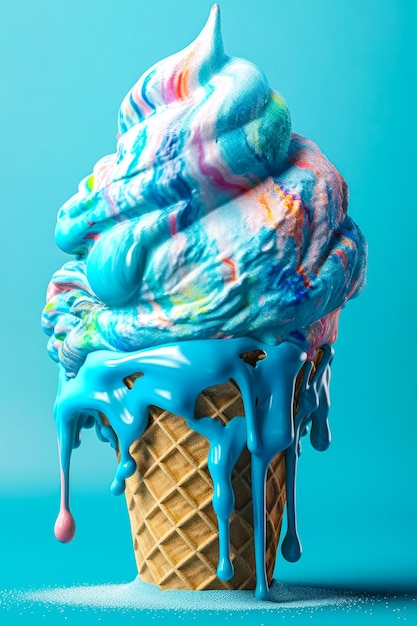 Jasno kolorowe lody Reklama dla sklepu z cukierkami lub kawiarni Stworzona przy użyciu Generative Ai