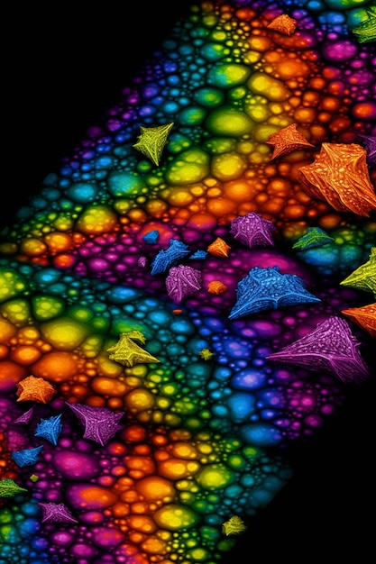 Zdjęcie jasno kolorowe motyle latają przez tęczą kolorowe tło generatywne ai