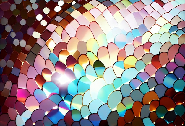 Jasno kolorowe szkło mozaikowe z okrągłym wzorem w środku