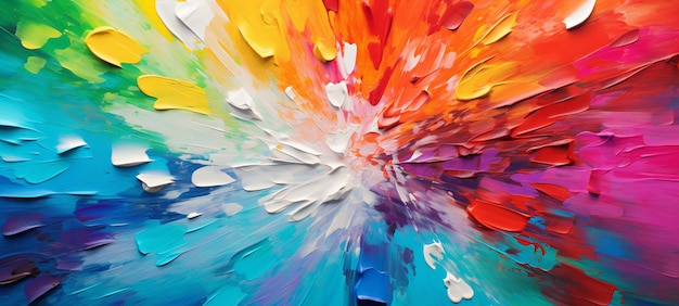 Jasno kolorowy abstrakcyjny obraz kwiatu z wybuchem koloru generatywny ai
