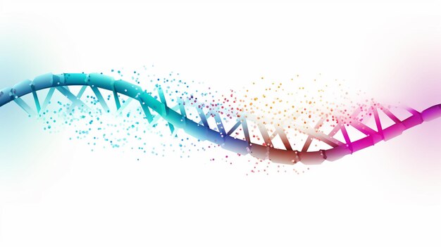 Jasno kolorowy model DNA z białym tłem generatywny ai