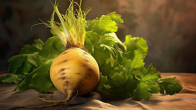 Jasno oświetlona Rutabaga na naturalnym tle