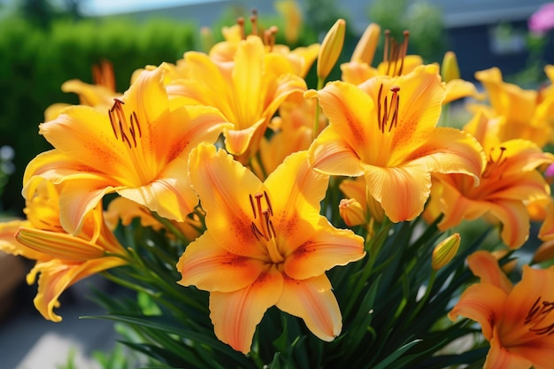 Jasno pomarańczowe kwiaty lilii Piękne kwiaty z pomarańczowymi płatkami