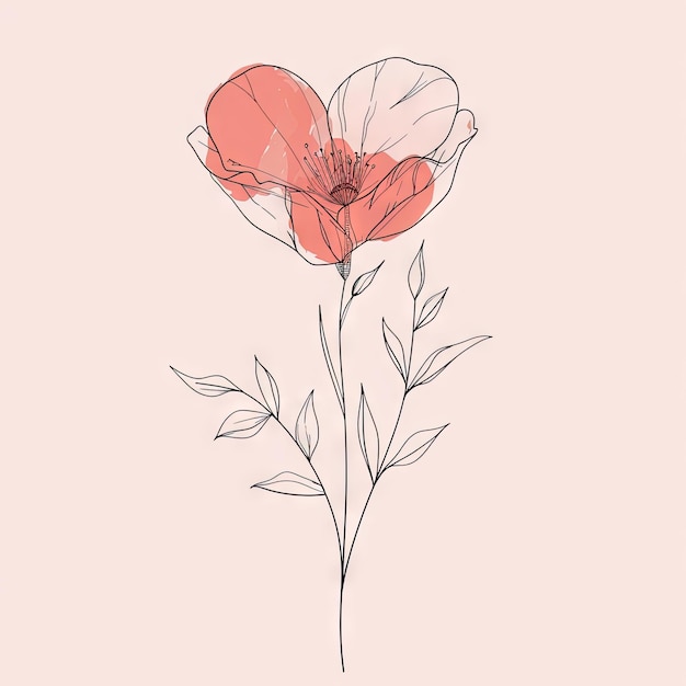 jasno szare różowe tło białe minimalistyczne ilustracje neonowe kwiaty Dzień Walentynek