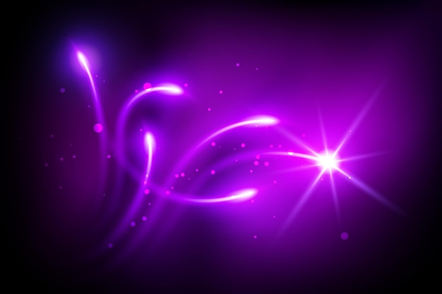 Zdjęcie jasnofioletowe gwiazdy z efektem blasku pękają z błyszczącym tłem