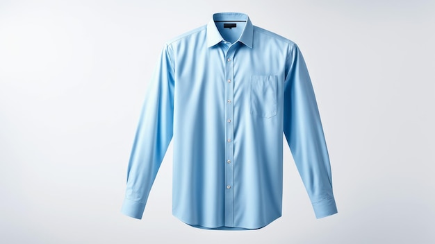jasnoniebieska koszula z długimi rękawami izolowana na białym tle