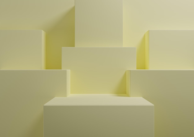 Jasnożółty 3D minimalne tło prezentacja produktu na podium stoisko geometryczne tło