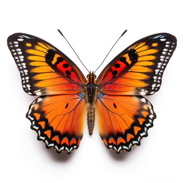 Jasnożółty motyl izolowany na czystym białym tle