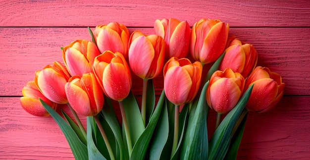 Jasny bukiet kwiatów tulipanów świąteczny nastrój AI Generated Image