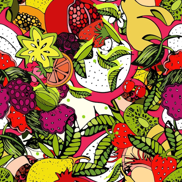 Jasny kolorowy wzór ze świeżymi owocami