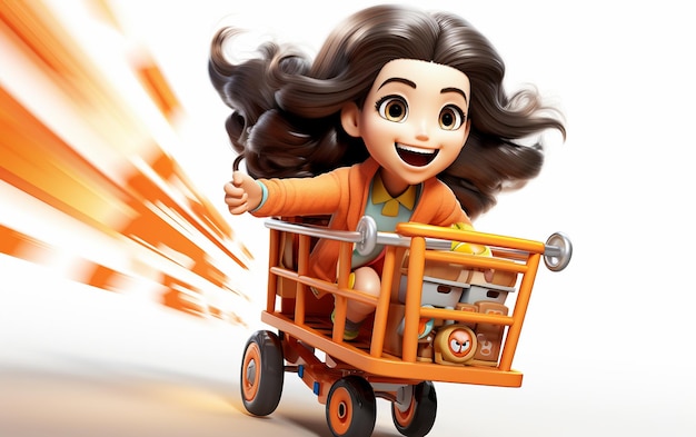 Jazda w stylu Kreskówka 3D Azjatycka nastolatka Zabawne zdjęcie