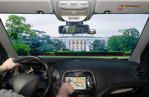 Jazda Za Pomocą Gps W Kierunku Białego Domu, Waszyngton, Usa