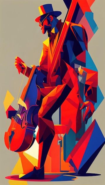 Jazzowy plakat w stylu jasnych abstrakcji geometrycznych autorstwa Generative AI