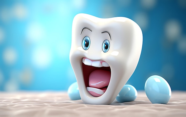 Jeden edukacyjny film animowany Ząb w bólu Pojęcie bólu zęba dla dzieci