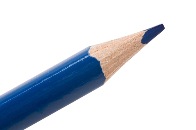 Zdjęcie jeden niebieski ołówek na ponad białym tle