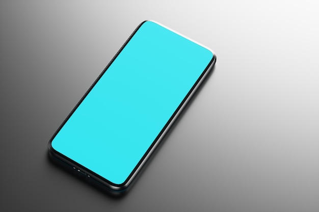 Jeden smartfon z ekranem chroma key na czarnym tle. ilustracja renderowania 3d
