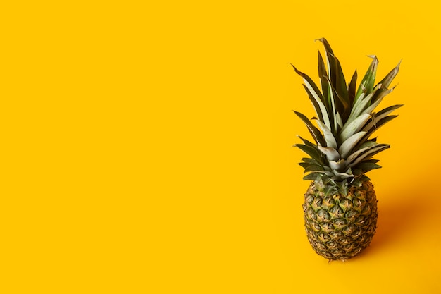 Jeden świeży dojrzały cały żółty ananas na jasnym