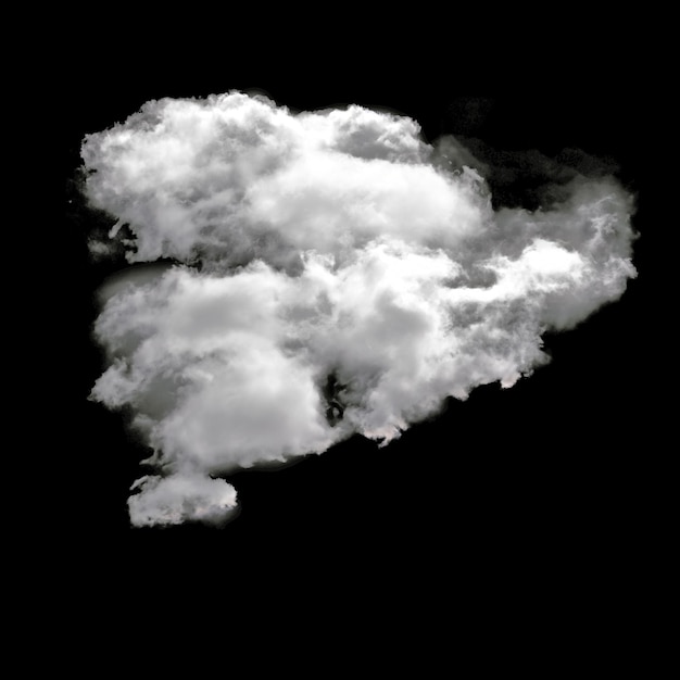 Zdjęcie jedna biała chmura izolowana na czarnym tle 3d renderowanie kształtu chmury ilustracja wysokiej rozdzielczości