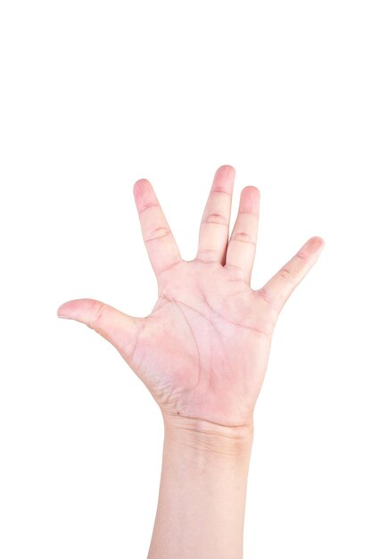 Zdjęcie jedna ręka na odizolowanej ścieżce wycinania tła ręce liczą liczby