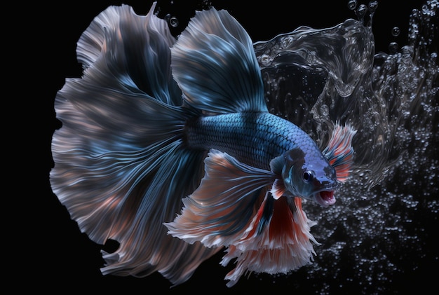 Jedna ryba betta pływająca z ogonem Generacyjna sztuczna inteligencja