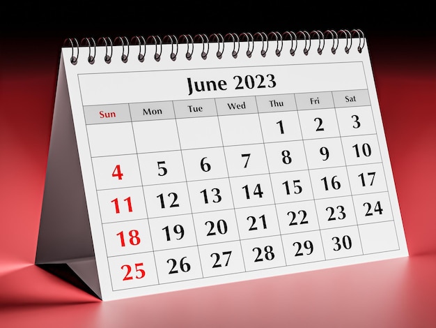 Jedna strona rocznego miesięcznego kalendarza biznesowego Data kwiecień czerwiec 2023 r