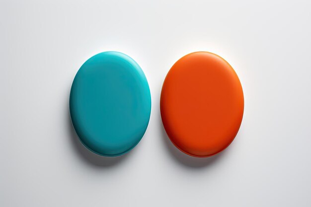 jedna tabletka z pomarańczową i niebieską tabletką biała i w stylu dziwnych zestawień