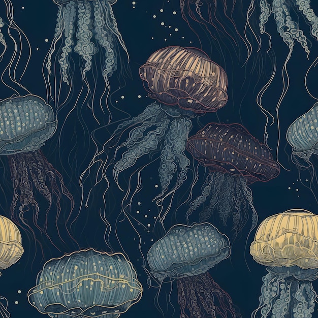 Jednolite Jellyfish w wzór tekstury głębokiego oceanu Generative AI
